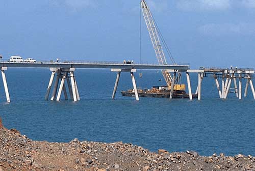 FRP rebar being used in a marine structure