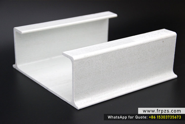Close-up of a white Fiberglass (FRP) I-beam