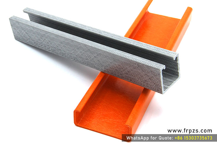 Variety of yellow pultruded Fiberglass (FRP) U-channel and C-channel profiles